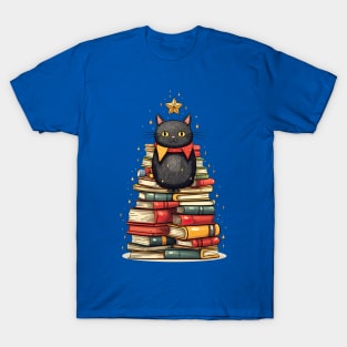 Christmas Cat Books style T-Shirt